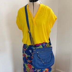 Chic Blue Leather Crossbody Bag